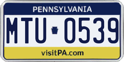 PA license plate MTU0539