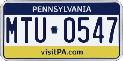 PA license plate MTU0547