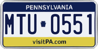 PA license plate MTU0551