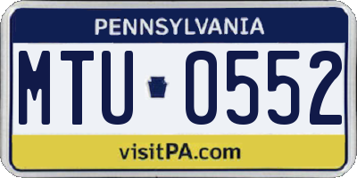 PA license plate MTU0552