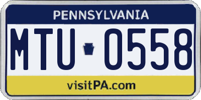 PA license plate MTU0558