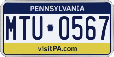 PA license plate MTU0567