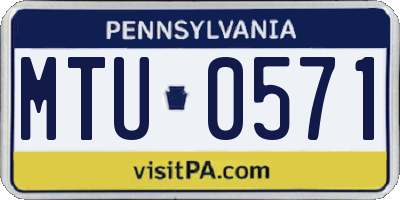 PA license plate MTU0571
