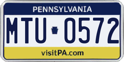 PA license plate MTU0572