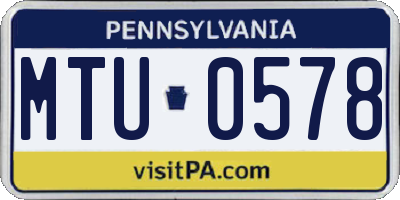 PA license plate MTU0578