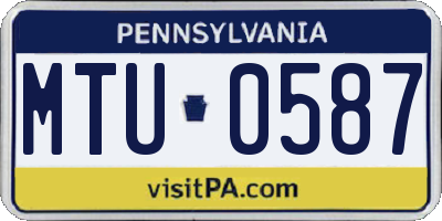 PA license plate MTU0587