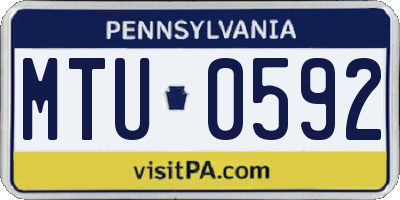 PA license plate MTU0592