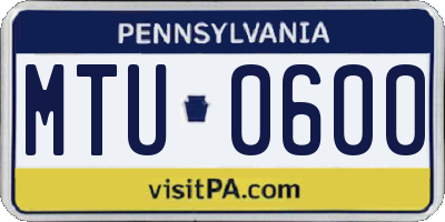 PA license plate MTU0600