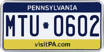 PA license plate MTU0602