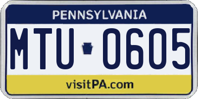 PA license plate MTU0605