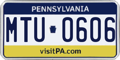 PA license plate MTU0606