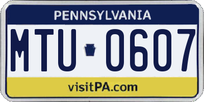 PA license plate MTU0607