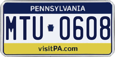 PA license plate MTU0608