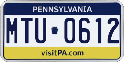 PA license plate MTU0612