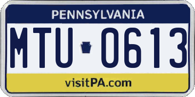 PA license plate MTU0613