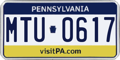 PA license plate MTU0617