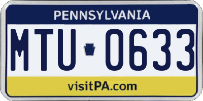 PA license plate MTU0633