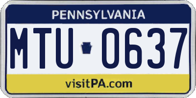 PA license plate MTU0637