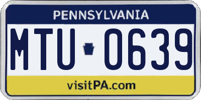 PA license plate MTU0639