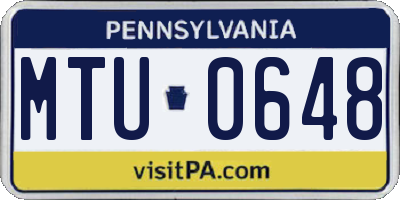 PA license plate MTU0648