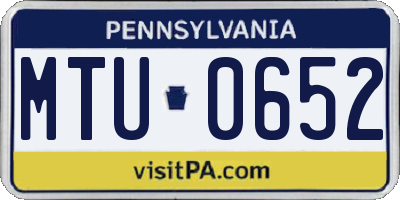 PA license plate MTU0652