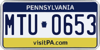 PA license plate MTU0653