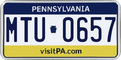 PA license plate MTU0657