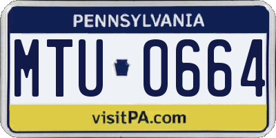 PA license plate MTU0664