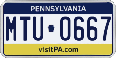 PA license plate MTU0667