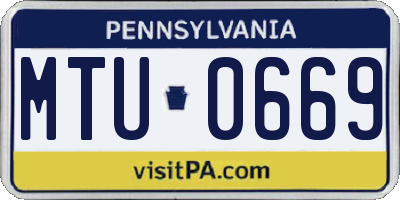 PA license plate MTU0669
