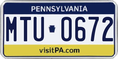 PA license plate MTU0672
