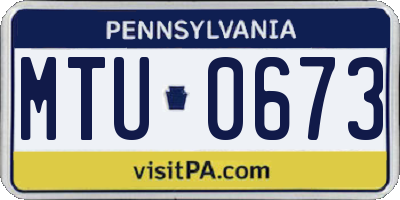 PA license plate MTU0673
