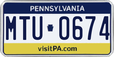 PA license plate MTU0674