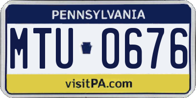 PA license plate MTU0676