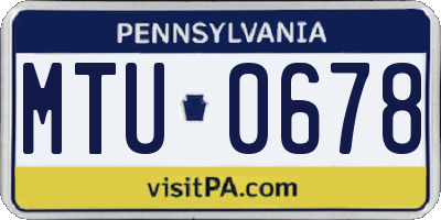 PA license plate MTU0678