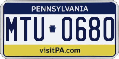 PA license plate MTU0680
