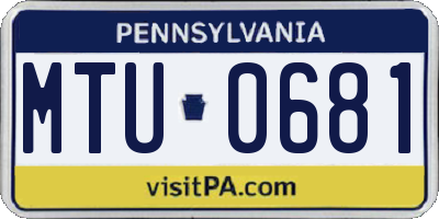 PA license plate MTU0681
