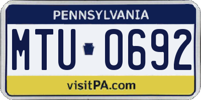 PA license plate MTU0692