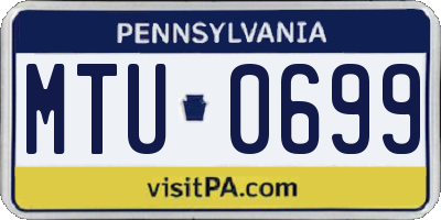 PA license plate MTU0699