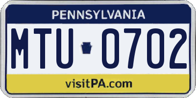 PA license plate MTU0702