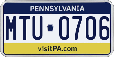 PA license plate MTU0706