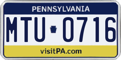PA license plate MTU0716