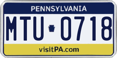 PA license plate MTU0718