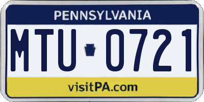PA license plate MTU0721