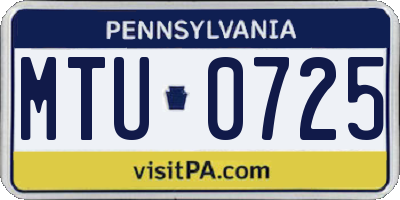 PA license plate MTU0725
