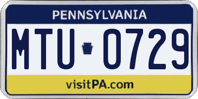 PA license plate MTU0729