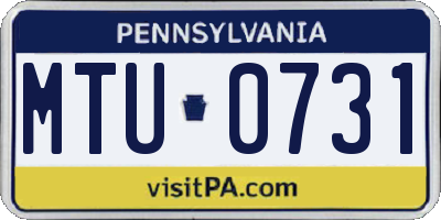 PA license plate MTU0731