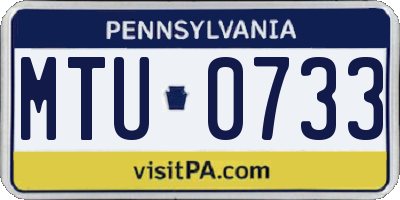 PA license plate MTU0733