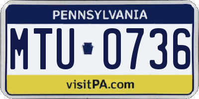PA license plate MTU0736
