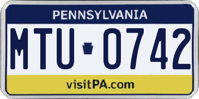 PA license plate MTU0742
